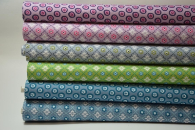 Baumwolle "Sunday" Blumen Kreise lila rosa